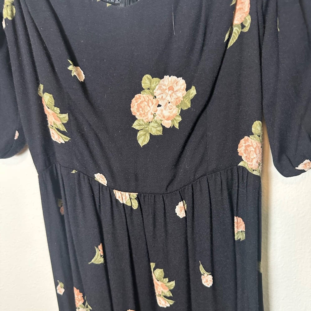 Reformation Zippy Midi Dress Aphrodite Black Pink Floral Sweetheart Neckline 2 - Picture 5 of 8